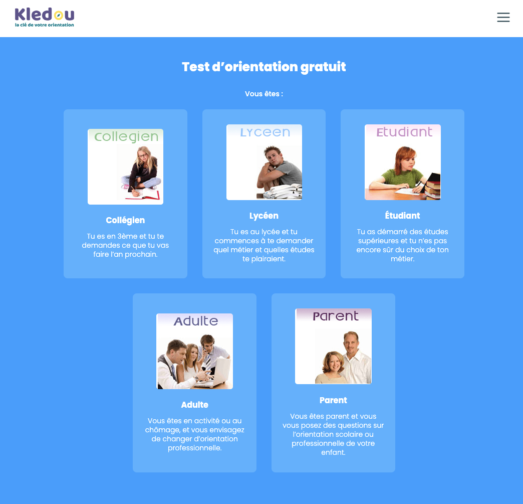 Faire le test d’orientation Kledou